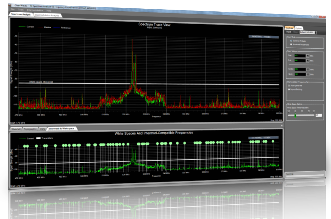 Clear Waves RF spectrum analyzer software