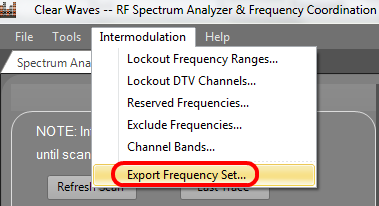 Clear Waves -- Export Frequency Set